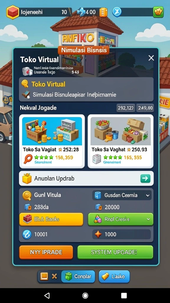 Menampilkan fitur upgrade karakter yang menarik.